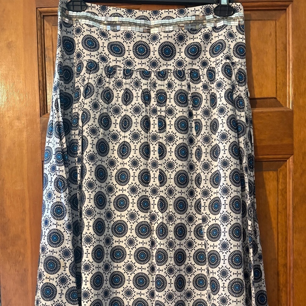 Tory Burch Maxi Skirt in Blue/White (Size 2)
